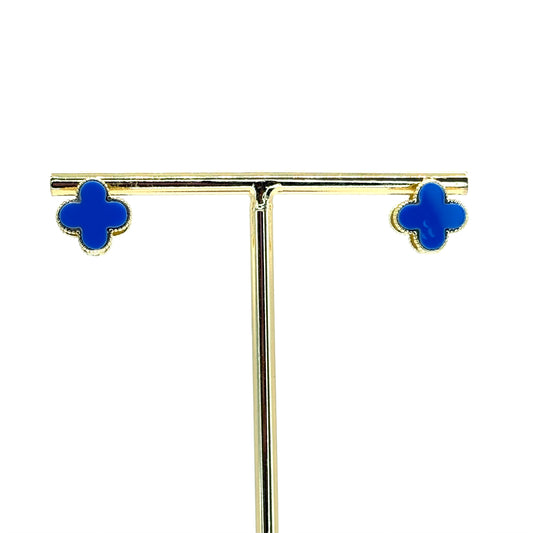 Royal Blue Crystal Clover Studs
