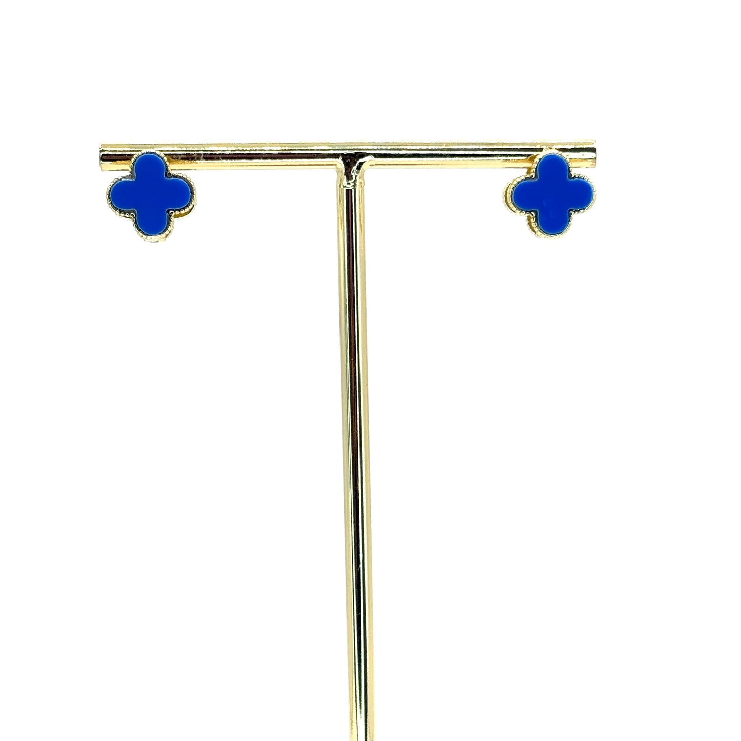 Royal Blue Crystal Clover Studs