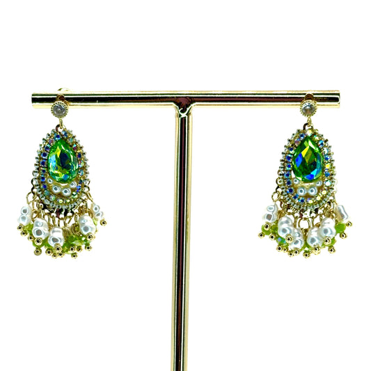 Green Classic Small Chandelier Earrings