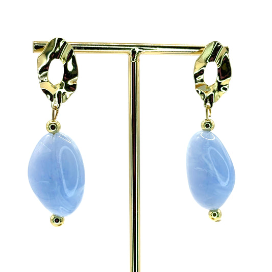 Light Blue Crystal Pebble Earrings