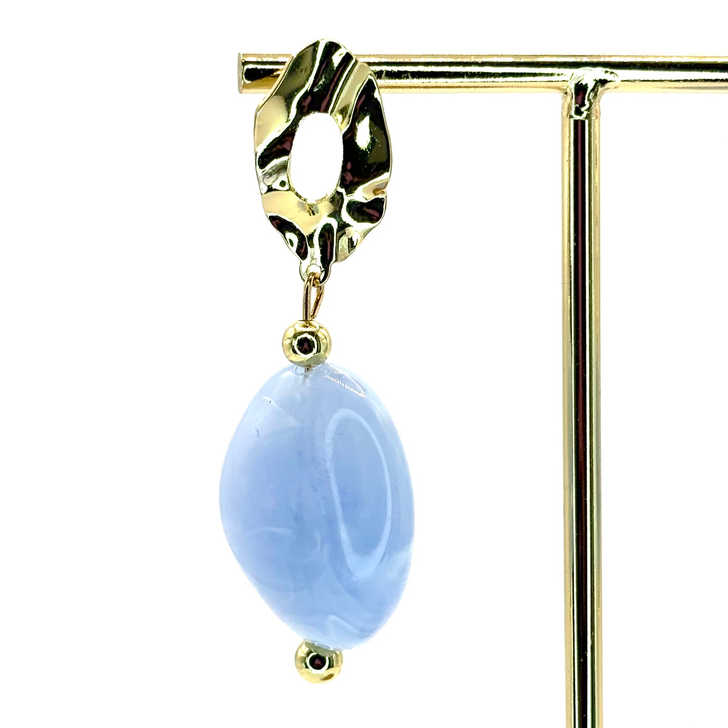 Light Blue Crystal Pebble Earrings