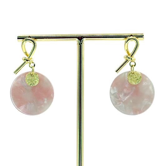 Pink Planet Drop Disc Earrings
