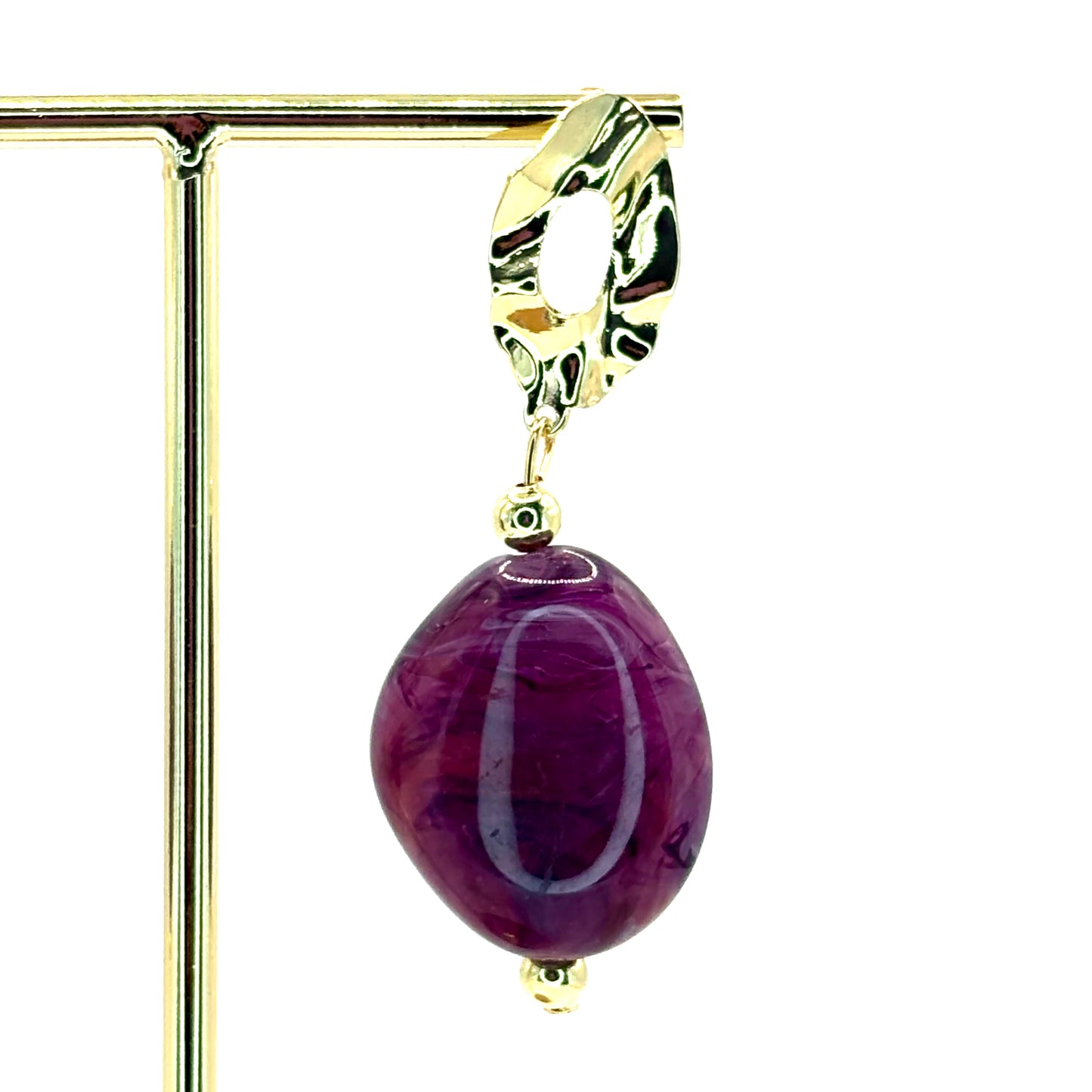 Purple Crystal Pebble Earrings