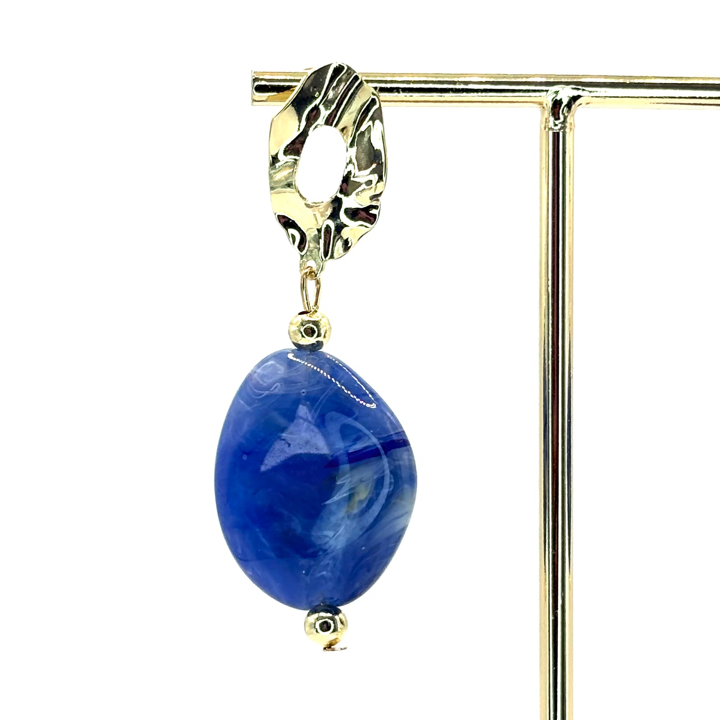 Blue Crystal Pebble Earrings