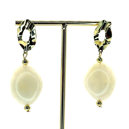 White Crystal Pebble Earrings