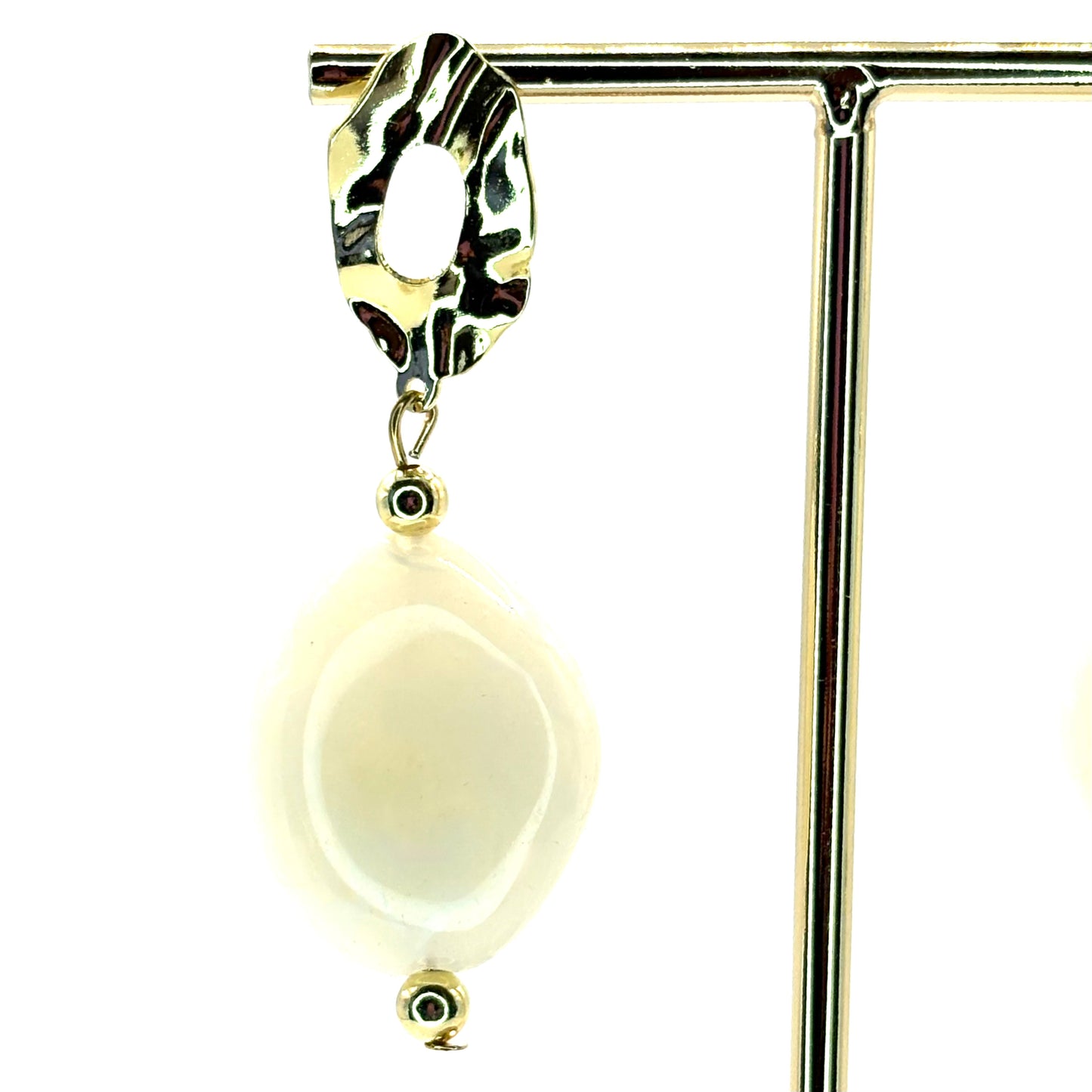 White Crystal Pebble Earrings