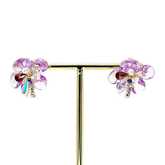 Purple Blooming Flower Studs