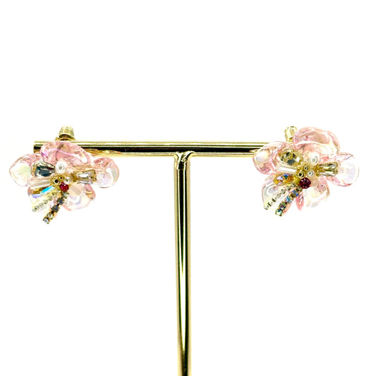 Pink Blooming Flower Studs