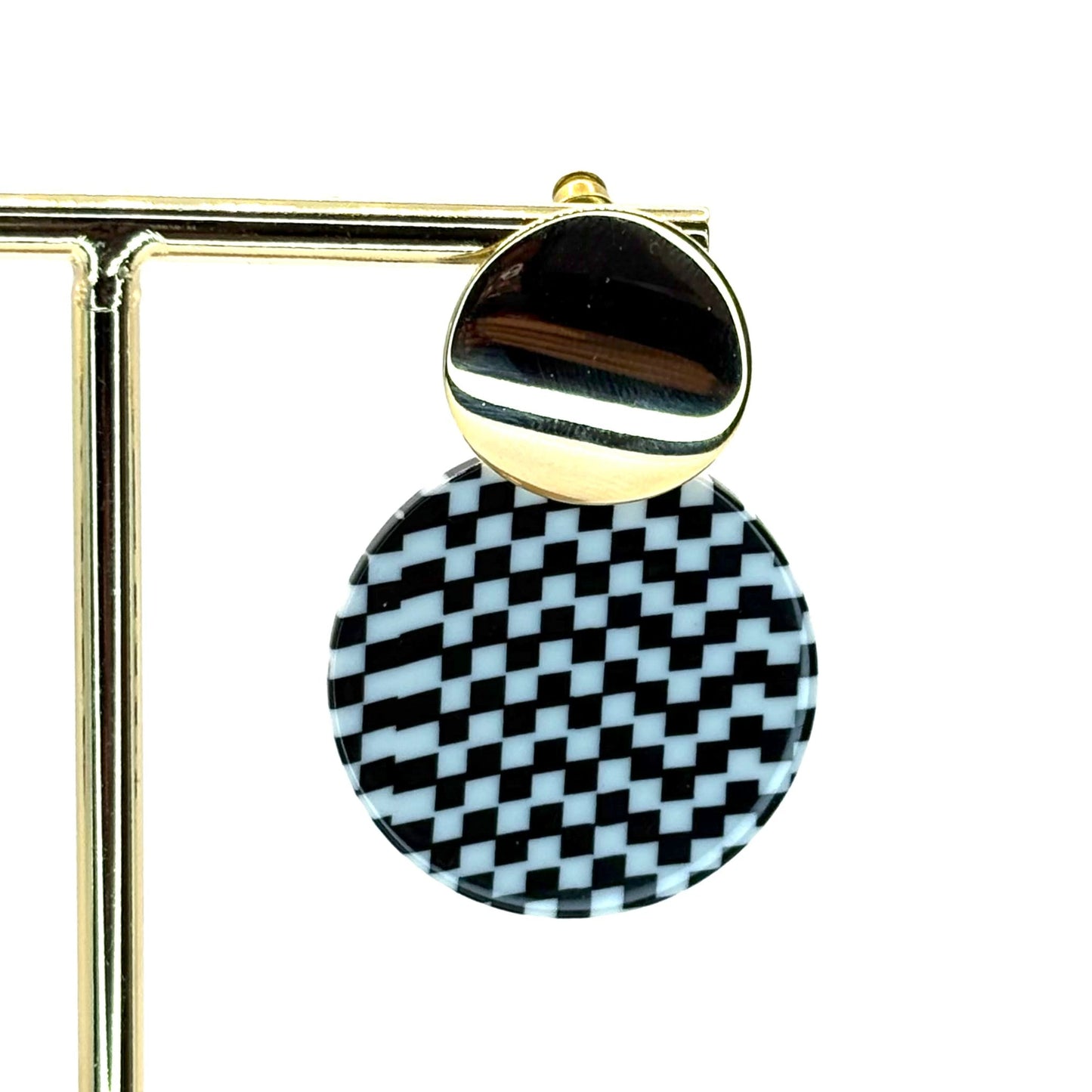 Check Circle Petal Drop Earrings