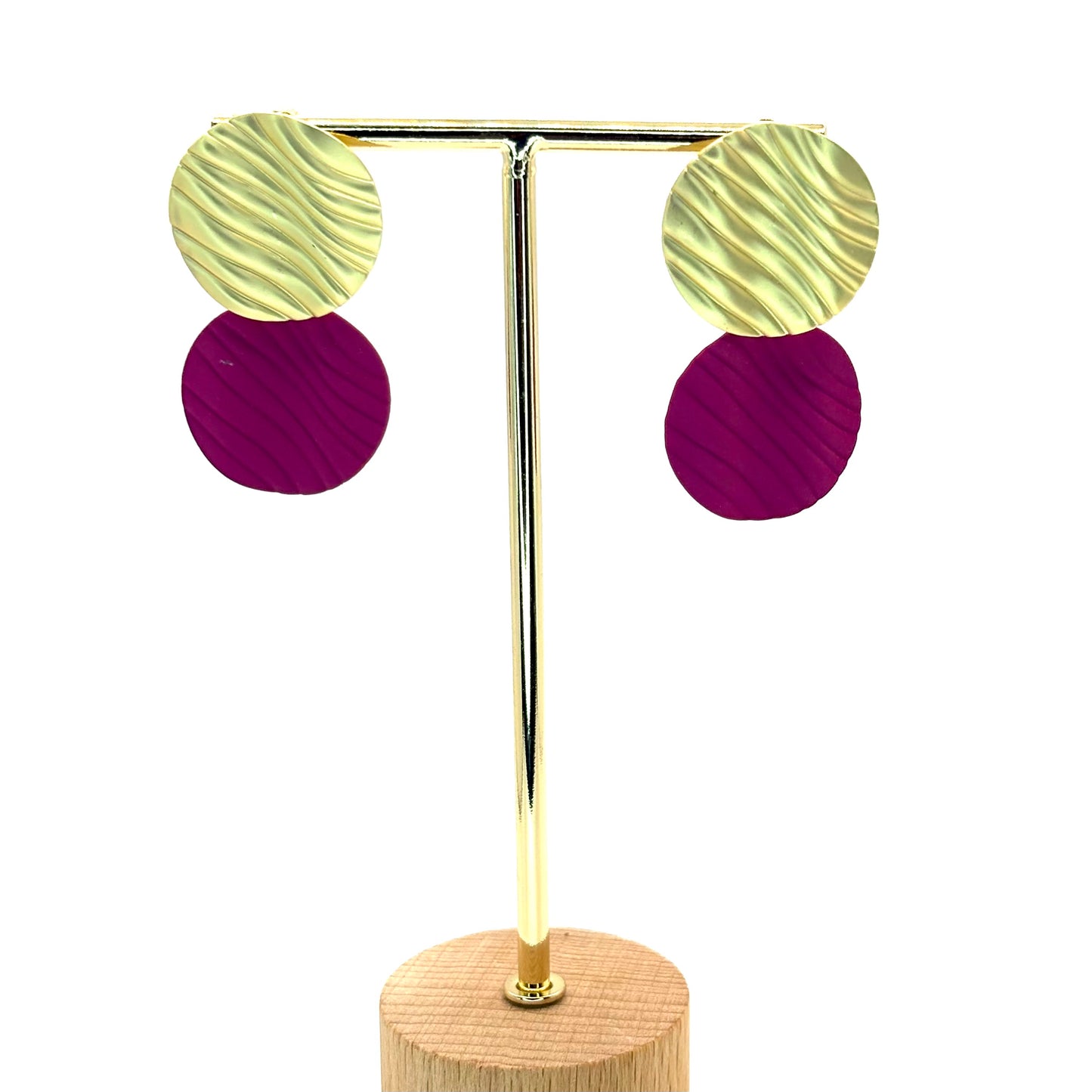 Fuchsia Crinkle Petal Drop Earrings