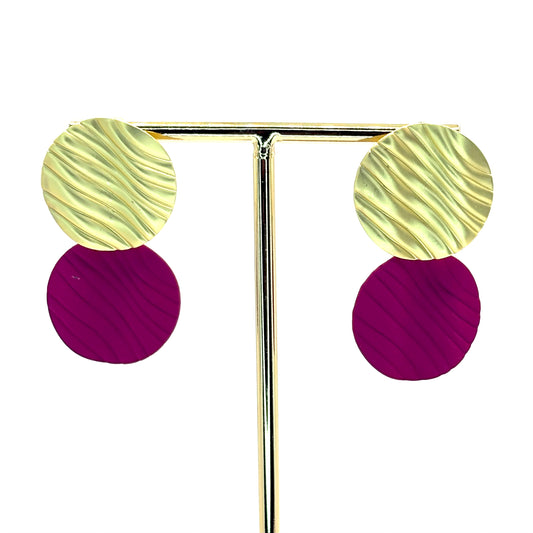 Fuchsia Crinkle Petal Drop Earrings