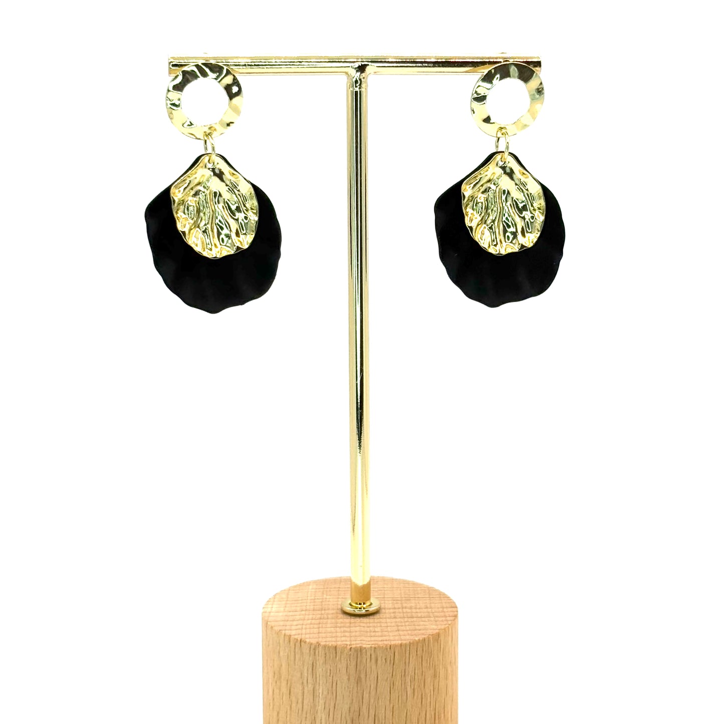 Black Rose Petal Drop Earrings