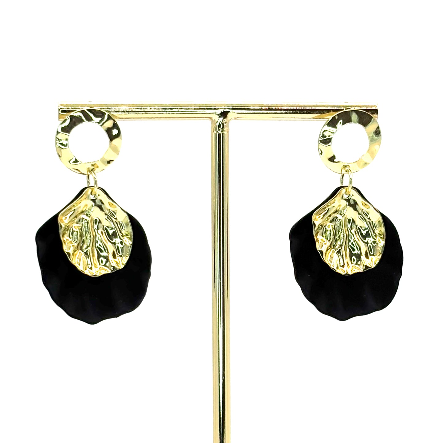 Black Rose Petal Drop Earrings