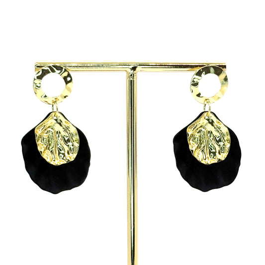 Black Rose Petal Drop Earrings