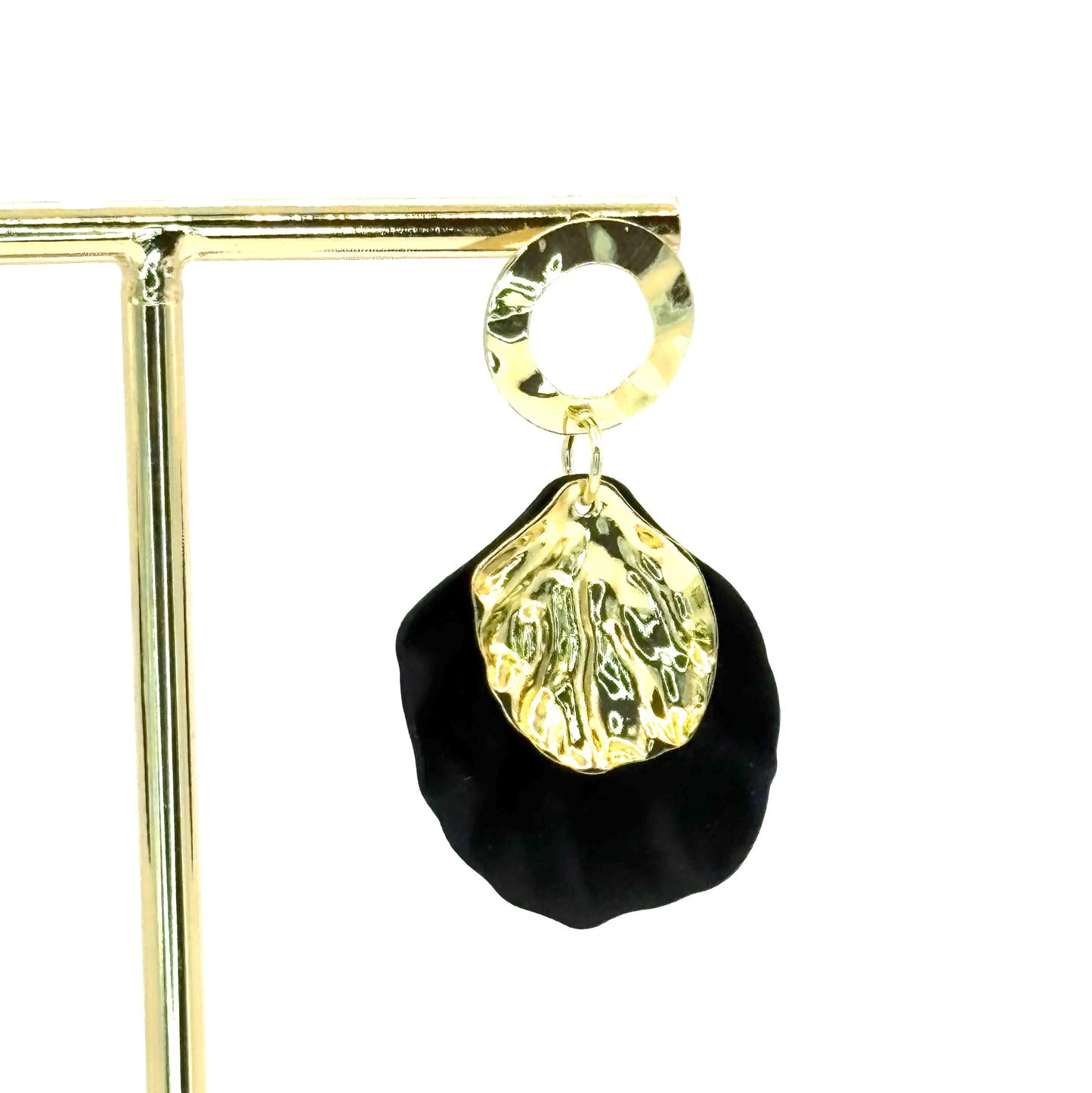 Black Rose Petal Drop Earrings