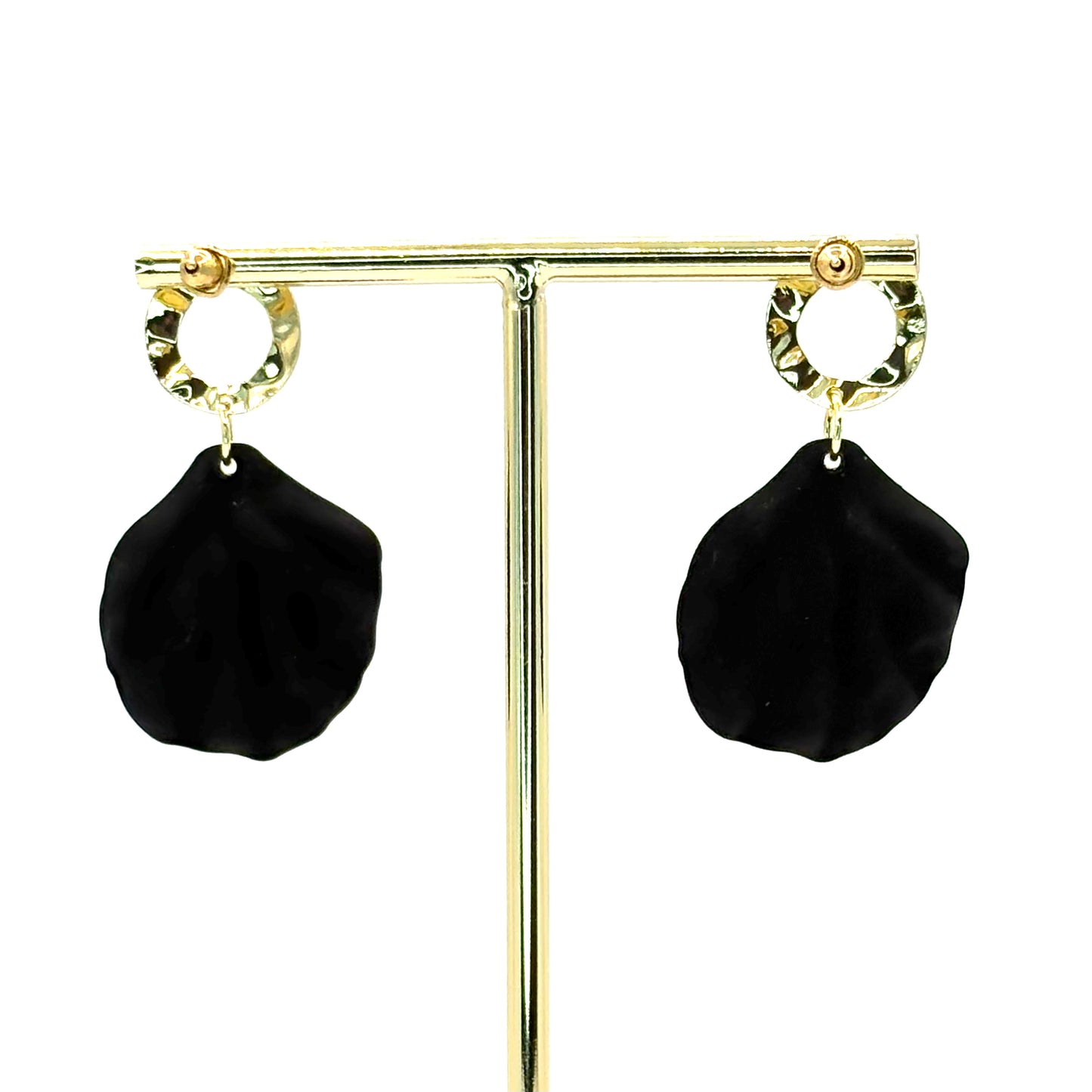 Black Rose Petal Drop Earrings