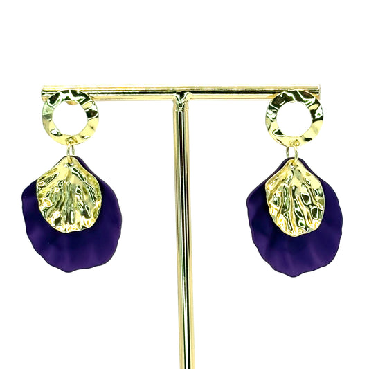 Purple Rose Petal Drop Earrings