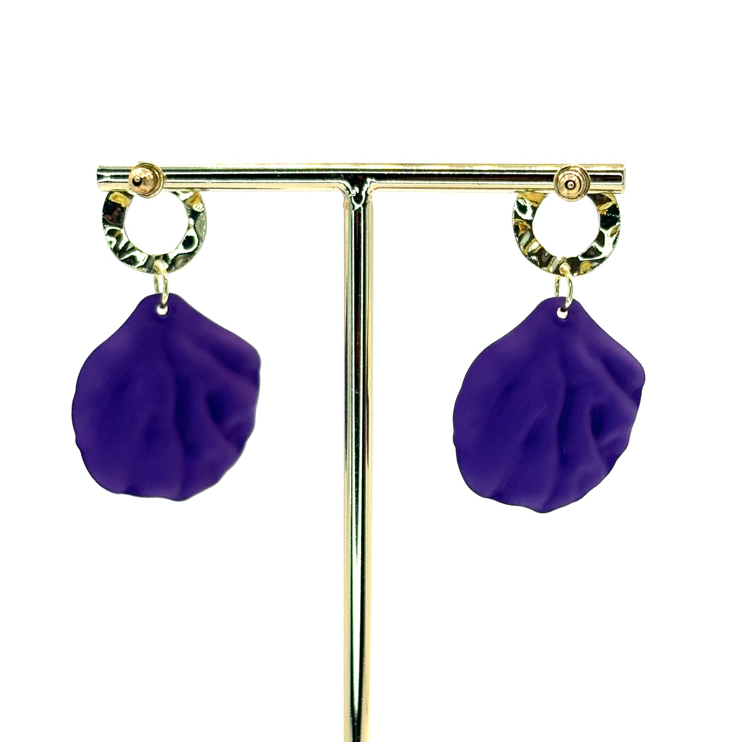 Purple Rose Petal Drop Earrings
