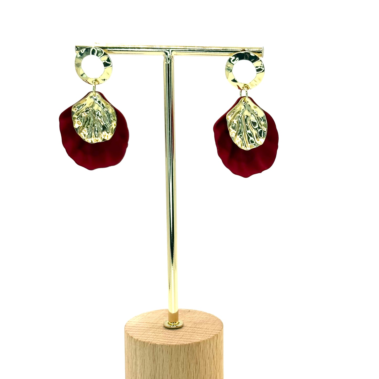 Red Rose Petal Drop Earrings