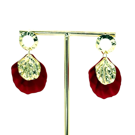 Red Rose Petal Drop Earrings