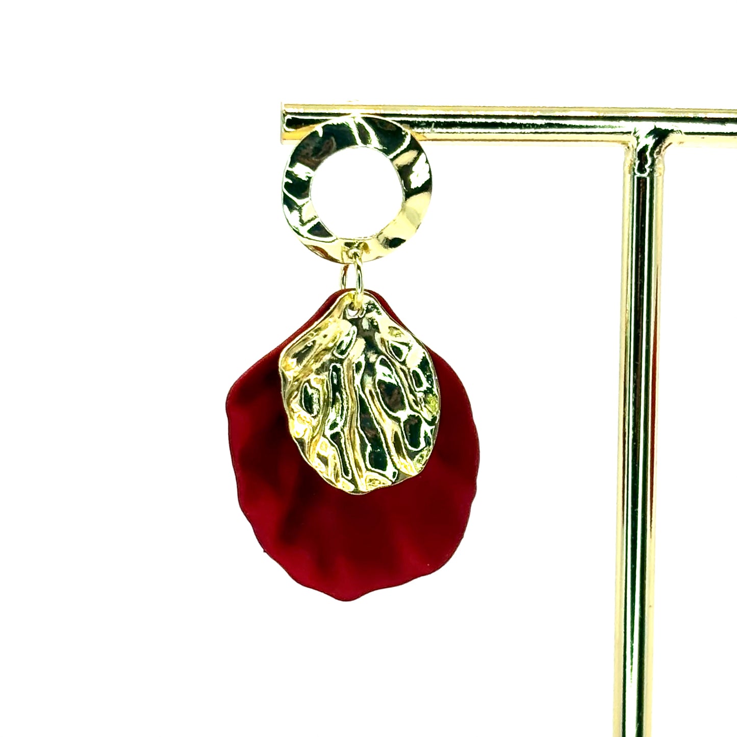 Red Rose Petal Drop Earrings