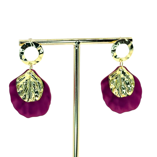 Fuchsia Rose Petal Drop Earrings