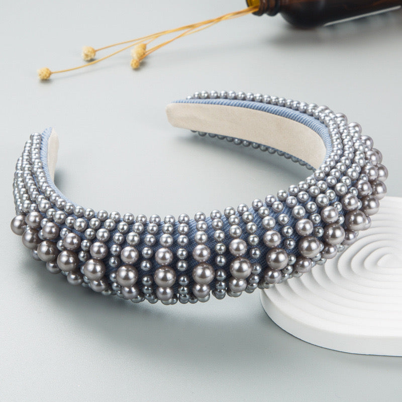 Grey Pearl Crown Hairband