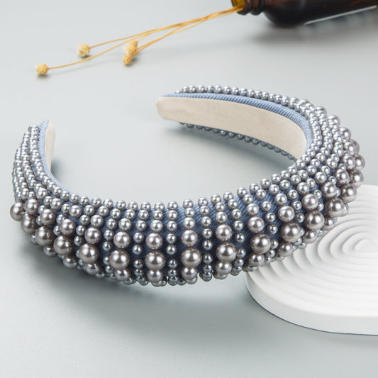 Grey Pearl Crown Hairband