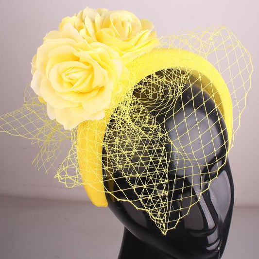 Yellow Rose Netting Hairband