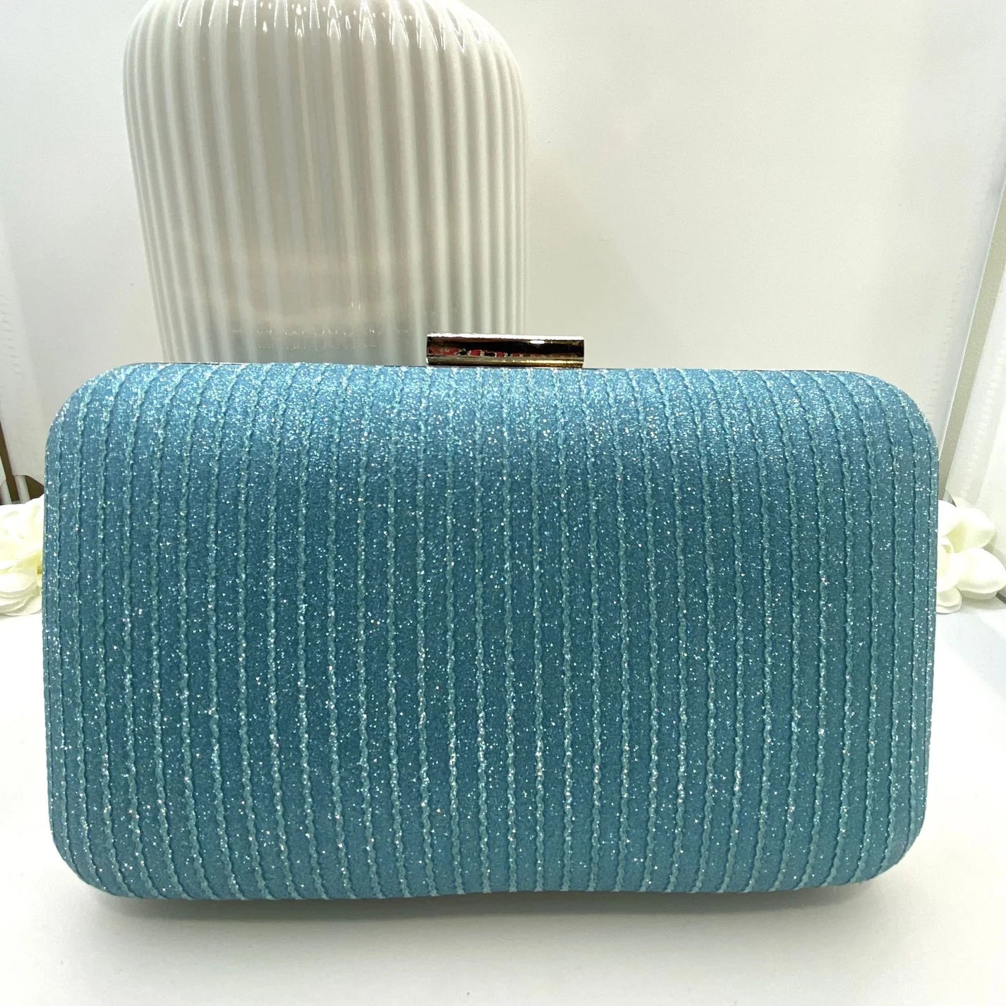Quinn Glitter Clutch Blue