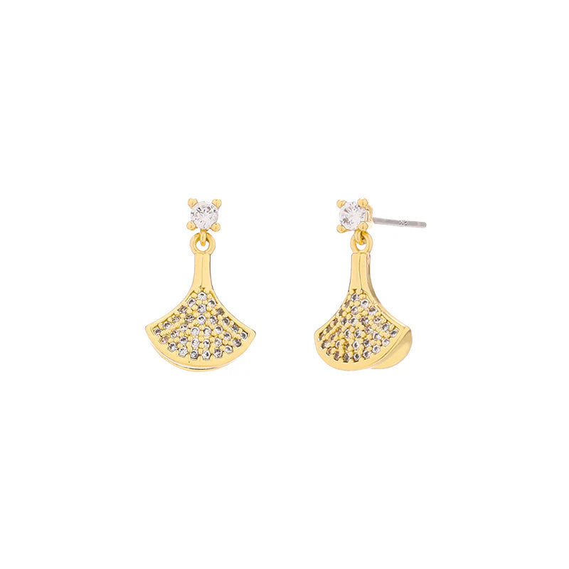 Crystal Fan Earrings Gold