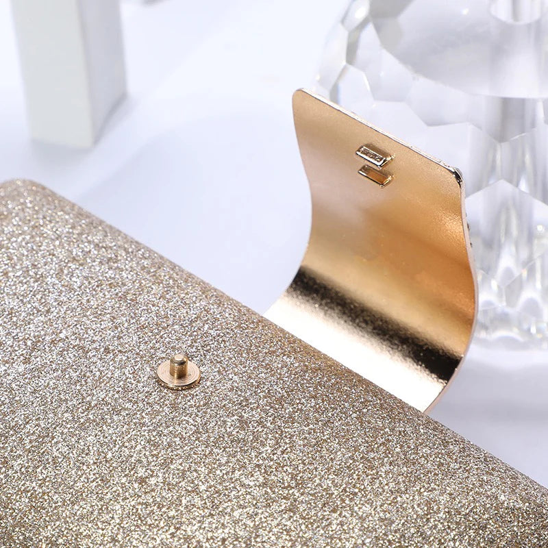 Amanda Crystal Glitter Clutch Champagne