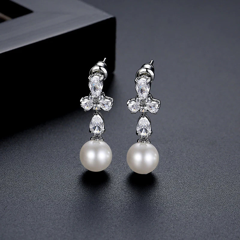 Petal Pearl Drop Earrings
