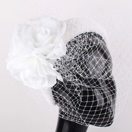 White Rose Netting Hairband