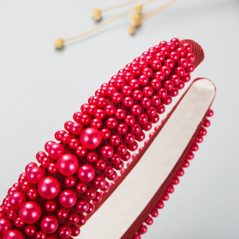 Hairband Red Pearls