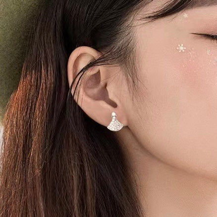 Crystal Fan Earrings Gold