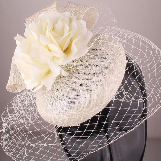 Cream Rose Netting Fascinator