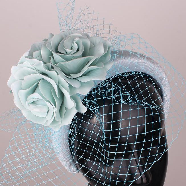 Baby Blue Rose Netting Hairband