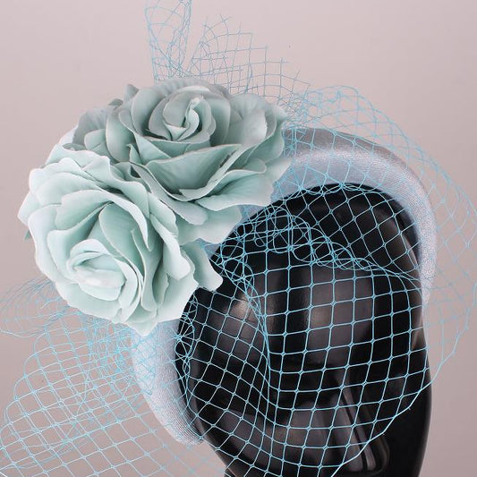 Baby Blue Rose Netting Hairband