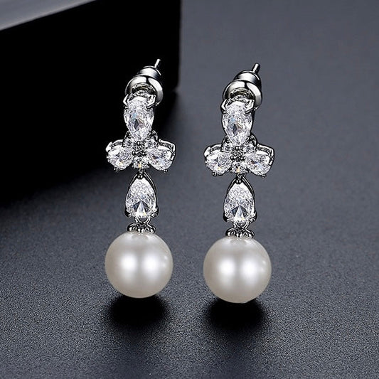 Petal Pearl Drop Earrings