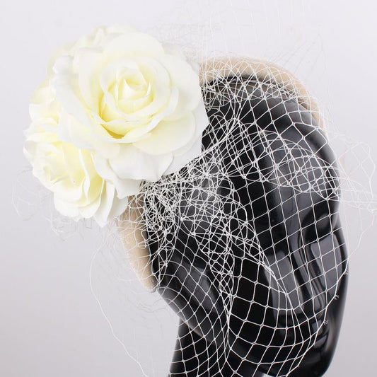 Cream Rose Netting Hairband