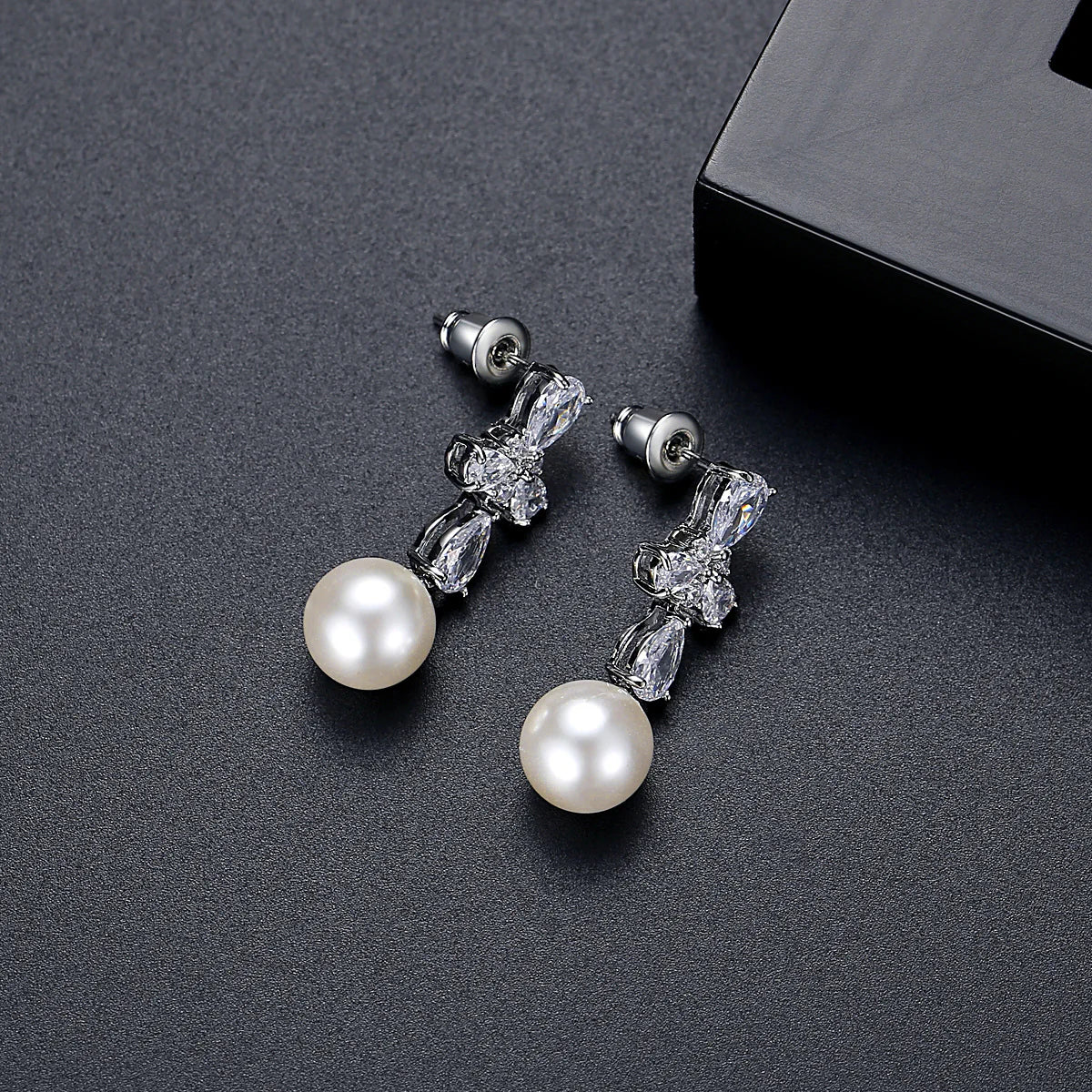 Petal Pearl Drop Earrings