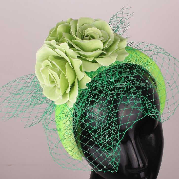 Green Rose Netting Hairband