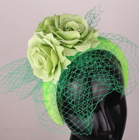 Green Rose Netting Hairband